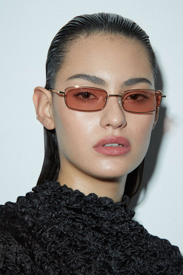 Olsen (Pink Lens) Rectangular Sunglasses Sunglasses DMY BY DMY | model-view